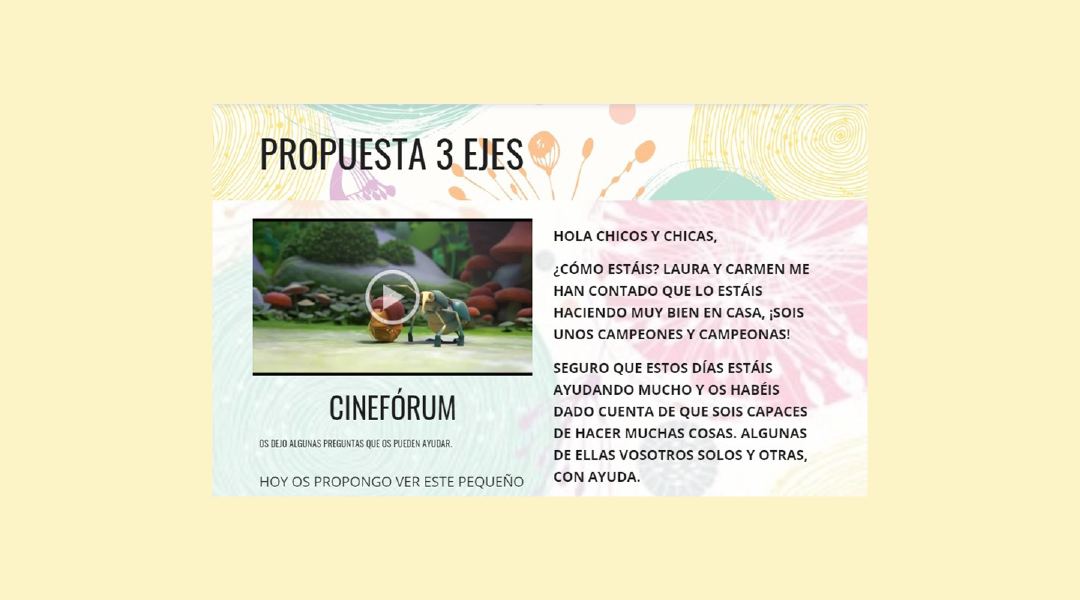 Cinefórum en los tablones de infantil
