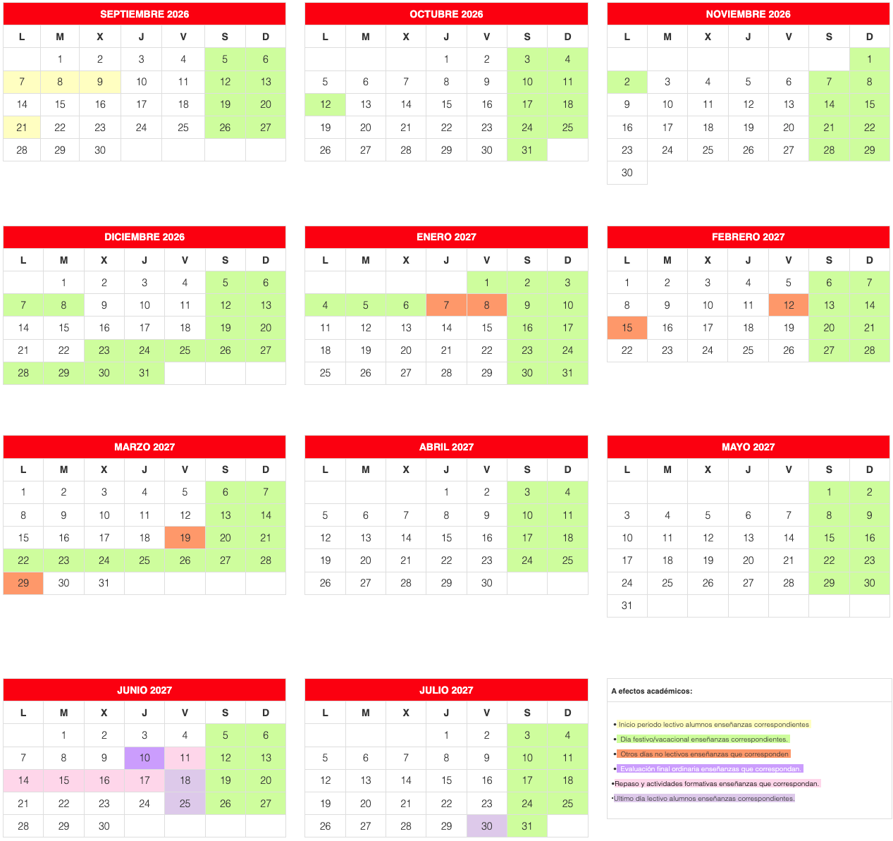Calendario escolar 2023-2024
